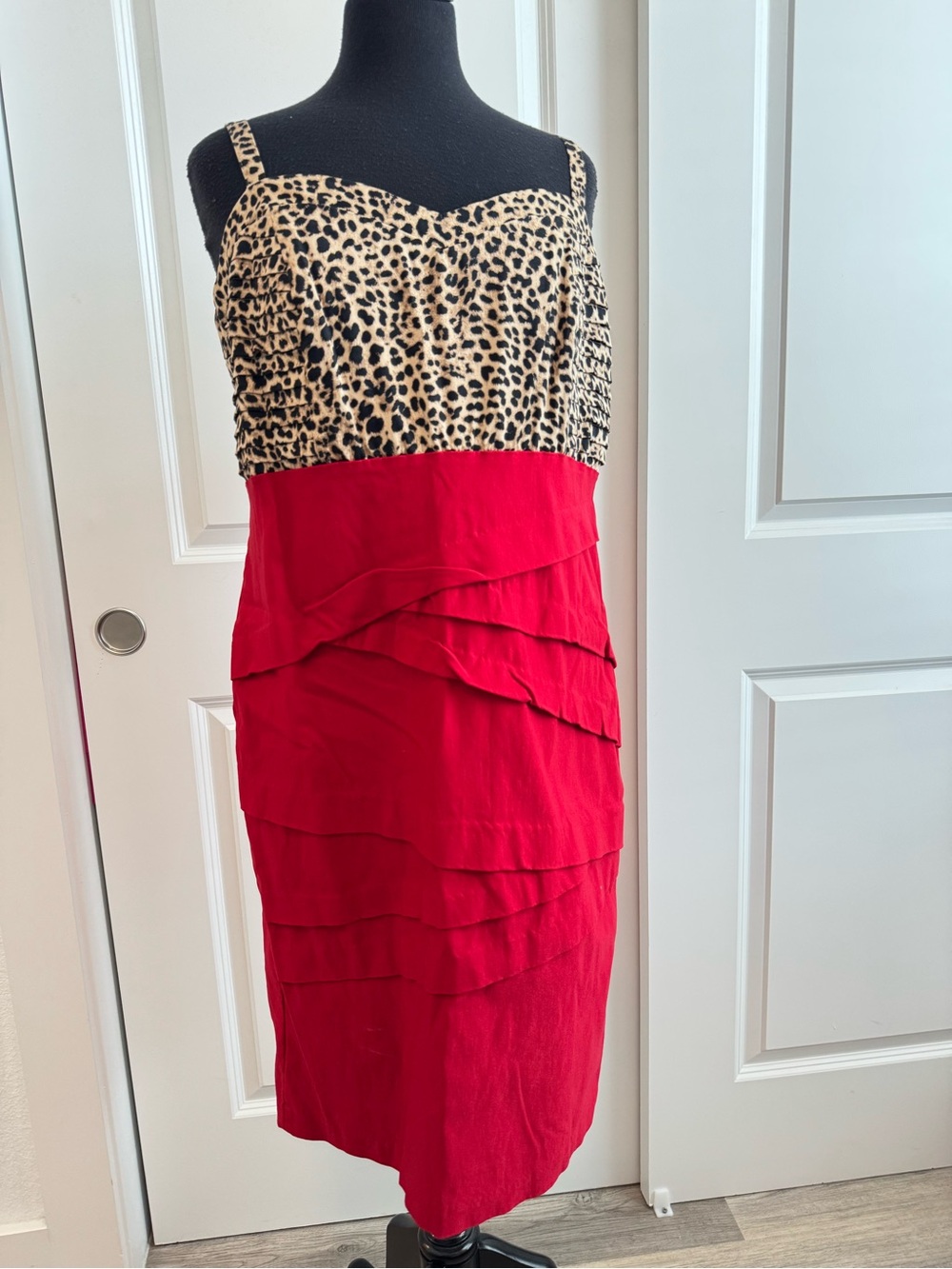 torrid Red Tiered Skirt Dress with Leopard Bodice